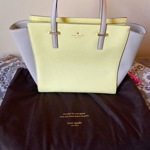 Kate Spade Shoulder Bag Cedar Street Hayden Crisp/Linen Lemonade Leather Satchel